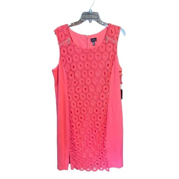 Rafaella Sleeveless embroidered coral dress Sz 1X NWT - Picture 1 of 8
